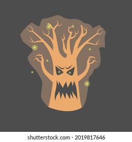 Monster Tree Logo Design Vector For Halloween