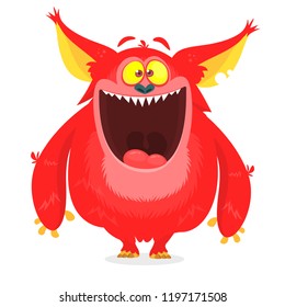Monster troll illustration with surprised expression. Vector Halloween illustration