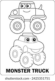 Monster Truck art coloring page for preschool Kids