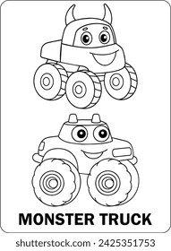 Monster Truck art coloring page for preschool Kids