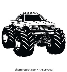 Monster Truck Beefy Truck Bigfoot Tractor Logo Design Vector Illustration Icon