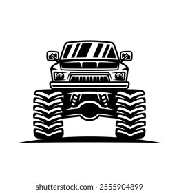  Monster truck big car vector illustration in black style isolated on white background