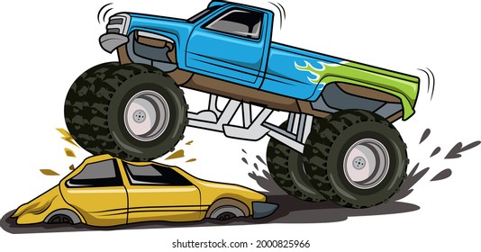 monster truck a car illustration vector