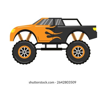 Monster truck car isolated on white background. Vector stock