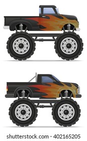 monster truck car pickup vector illustration isolated on white background