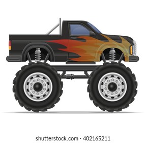 monster truck car pickup vector illustration isolated on white background