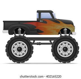 monster truck car pickup vector illustration isolated on white background