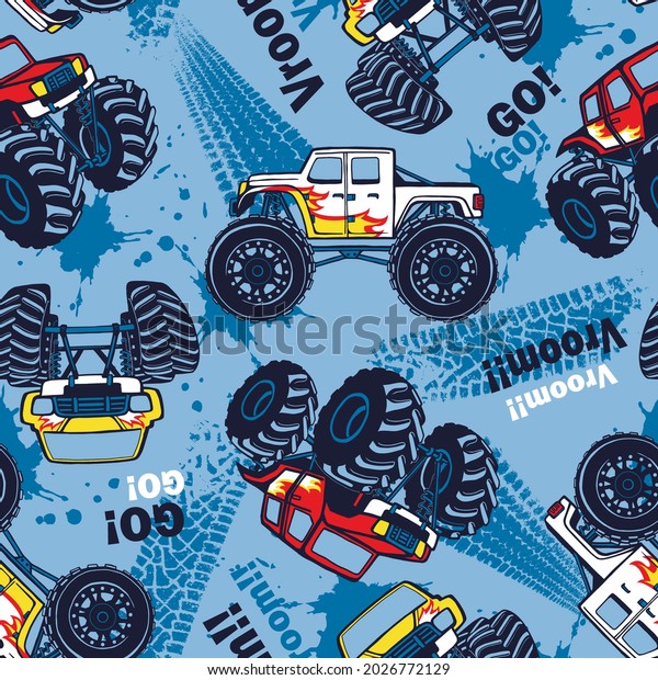 Monster truck cars seamless\
pattern