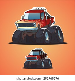 monster truck. cartoon illustration