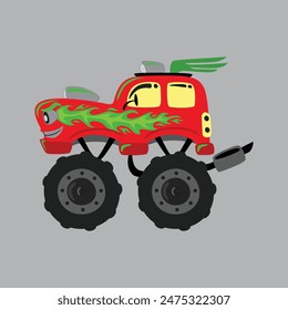 Monster Truck Cartoon style Vector Designs. 