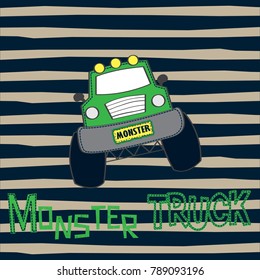 monster truck cartoon vector illustration