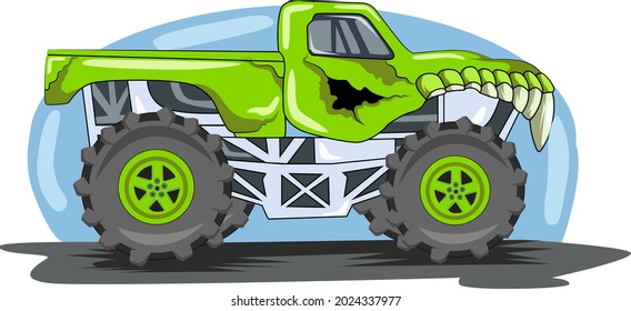 monster truck character hand drawing illustration