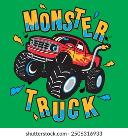 MONSTER TRUCK COOL ILLUSTRATION FOR KIDS