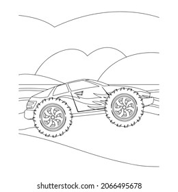 Monster truck Creative vector Childish design for kids activity coloring book or page.