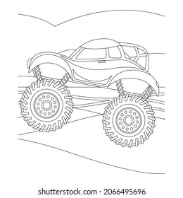Monster truck Creative vector Childish design for kids activity coloring book or page.