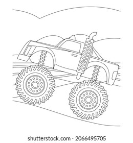 Monster truck Creative vector Childish design for kids activity coloring book or page.