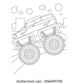 Monster truck Creative vector Childish design for kids activity coloring book or page.