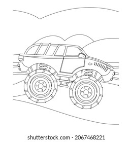 Monster truck Creative vector Childish design for kids activity coloring book or page.