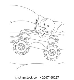 Monster truck Creative vector Childish design for kids activity coloring book or page.