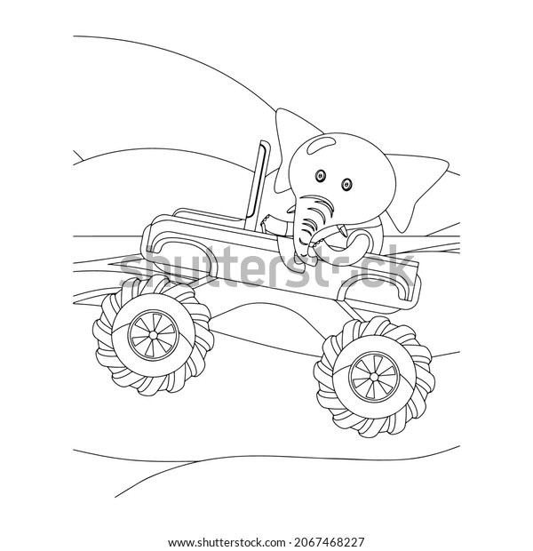Monster truck Creative vector Childish\
design for kids activity coloring book or\
page.