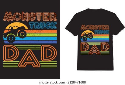 Monster Truck Dad Shirt Vintage Sunset Retro T-Shirt