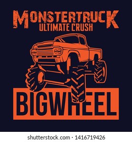 monster truck, a design for t shirt, club, community etc