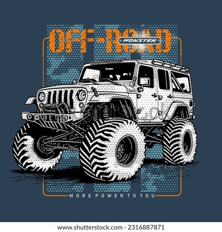 Monster Truck extreme collection, vector illustration