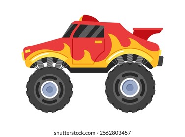 Monster truck extreme transport vector illustration