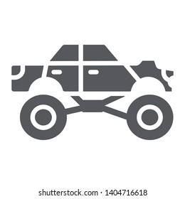 Monster truck glyph icon, transport and extreme, monster car sign, vector graphics, a solid pattern on a white background, eps 10.