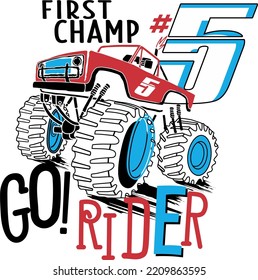 Monstruo camionero Go rider n° 5 camisetas niños diseño