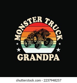 Monster Truck Grandpa For Grandfather Retro Vintage