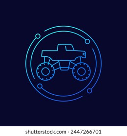 monster truck icon, linear design