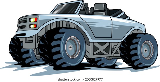 monster truck illustration hand drawing vector