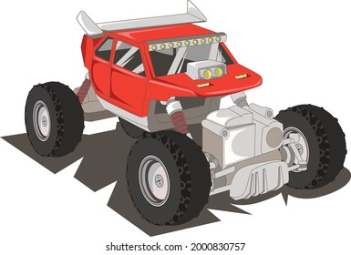 monster truck illustration hand drawing vector