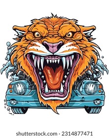 Monster truck illustration on white background, Monster illustration 