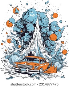 Monster truck illustration on white background, Monster illustration 