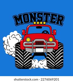 MONSTER TRUCK ILLUSTRATION AND TEXT