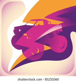 Ilustración de un camión de monstruos. Ilustración vectorial.