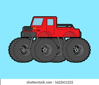 Monster Truck isolated. car on big wheels. vector illustration