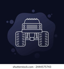 monster truck line icon, front view