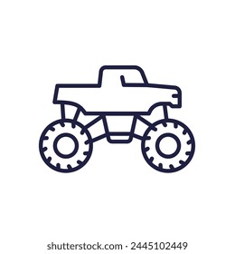 monster truck line icon, offroad car vector