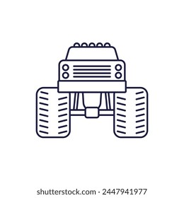 monster truck line icon, offroad car front view