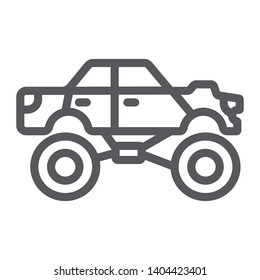 Monster truck line icon, transport and extreme, monster car sign, vector graphics, a linear pattern on a white background, eps 10.