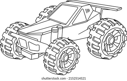 monster truck line vector illustration isolated on white background