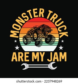 Monster Truck Son Mi Jam Vintage Retro Sunset