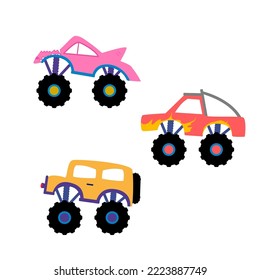 Monster truck object cartoon design concept.monster truck design for kids clothing.printing ,car Object ,symbol.