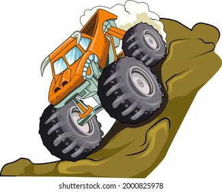 monster truck on the hill vector