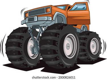 monster truck open the door vector