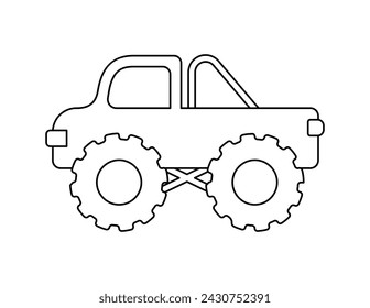 monster truck outline for coloring book template, truck illustration for kid worksheet printable