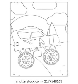 Monster truck outline design for coloring page, Off Road Vehicle